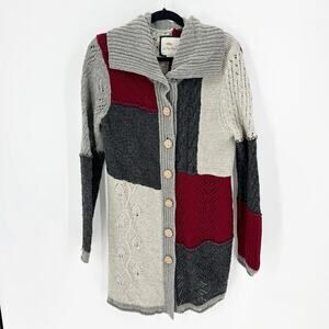 Bob Limley AKA wool longline knit cardigan lagenlook quirky artsy size M